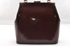 Authentic GUCCI Bamboo Hand Shoulder Bag Purse Enamel Bordeaux Red Junk 6324I