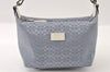 Authentic COACH Signature Hand Bag Pouch Purse Canvas Leather Light Blue 6325I