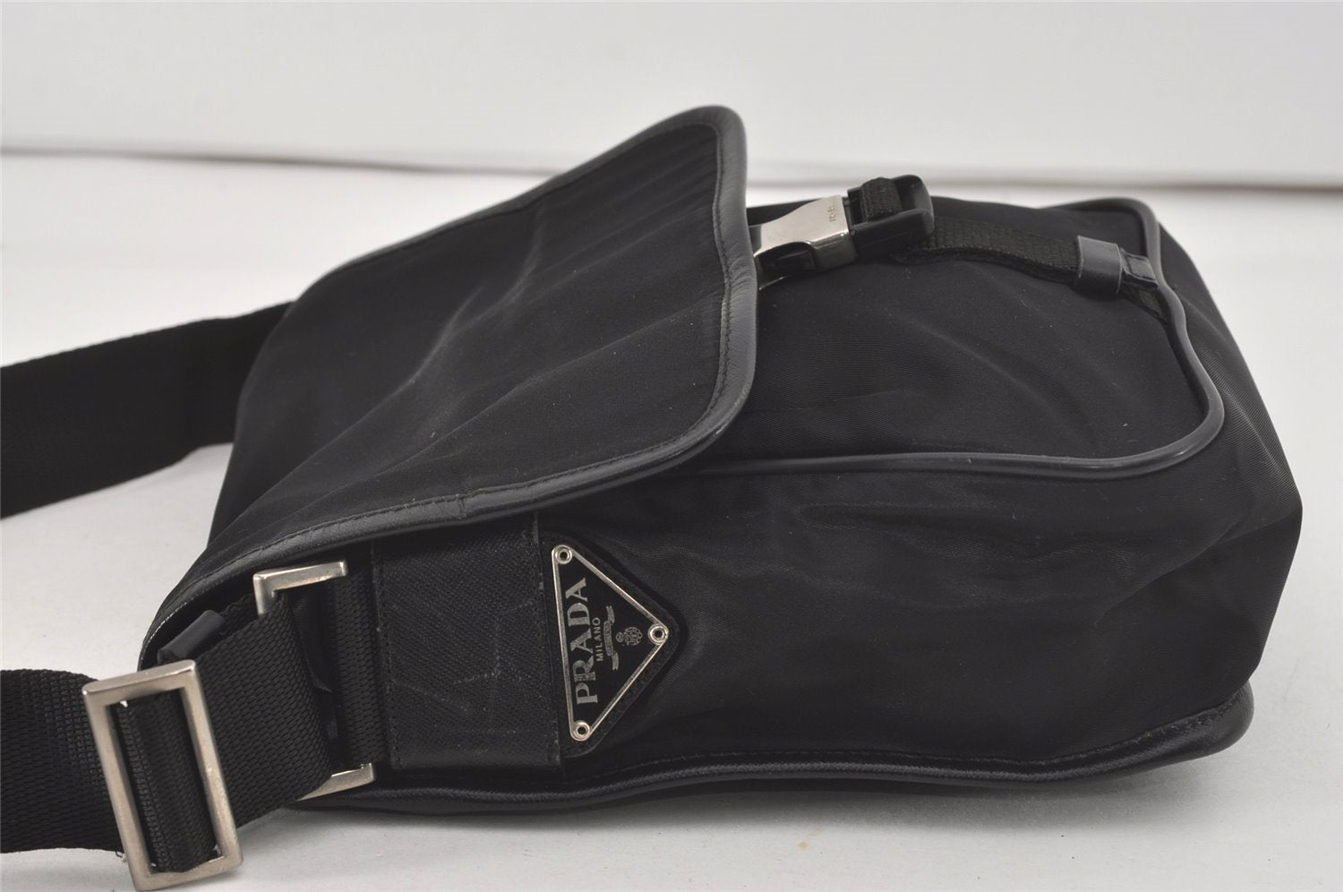 Authentic PRADA Viaggio Nylon Leather Shoulder Cross Body Bag V167 Black 6329I