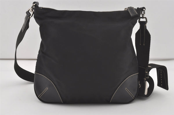 Authentic PRADA Nylon Tessuto Leather Shoulder Cross Body Bag Purse Black 6336I