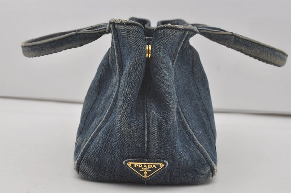 Authentic PRADA Vintage Canapa SS Denim 2Way Shoulder Hand Bag Purse Blue 6338I