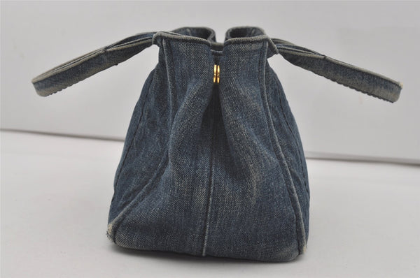 Authentic PRADA Vintage Canapa SS Denim 2Way Shoulder Hand Bag Purse Blue 6338I