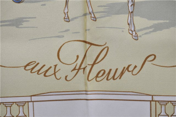 Authentic HERMES Carre 90 Scarf "QUAI AUX FLEURS" Silk Yellow 6343D