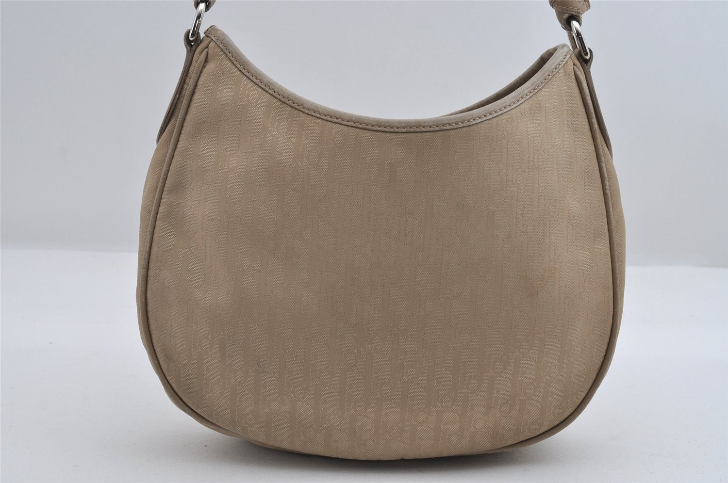 Authentic Christian Dior Trotter Shoulder Hand Bag Nylon Leather Beige CD 6343I