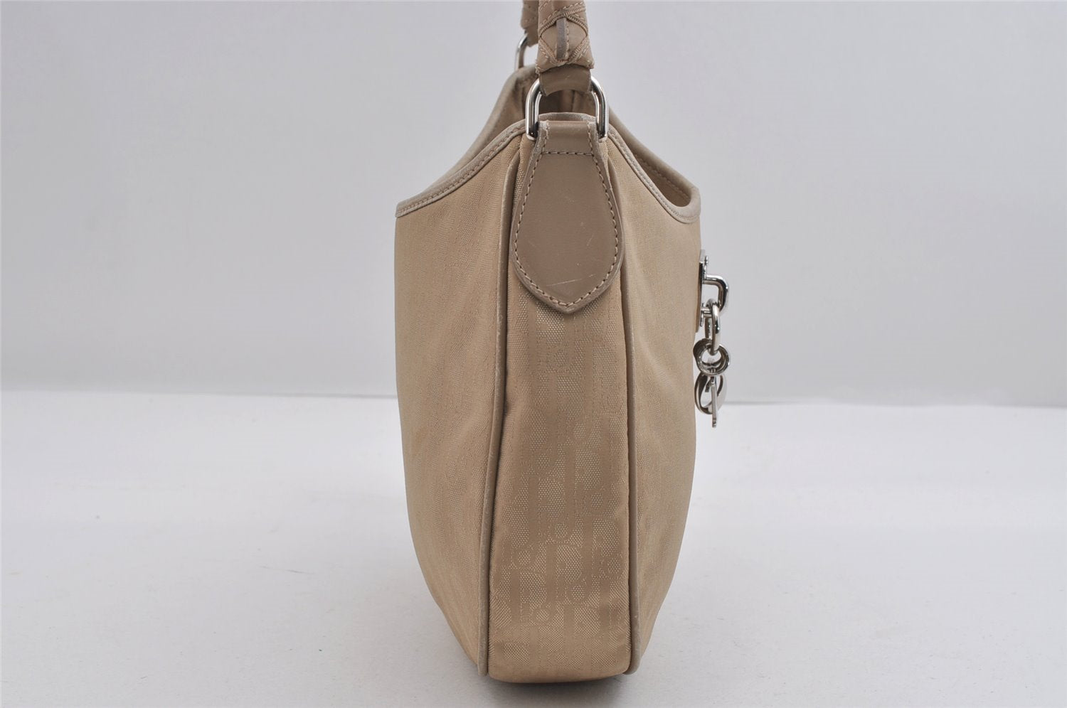 Authentic Christian Dior Trotter Shoulder Hand Bag Nylon Leather Beige CD 6343I