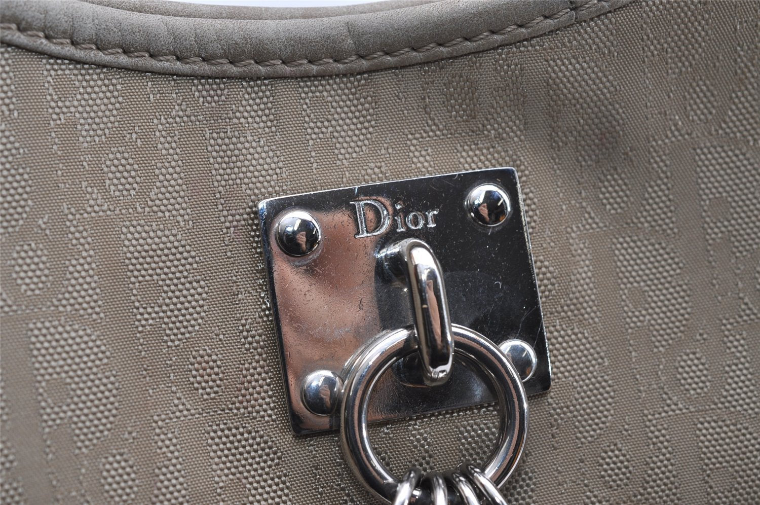 Authentic Christian Dior Trotter Shoulder Hand Bag Nylon Leather Beige CD 6343I