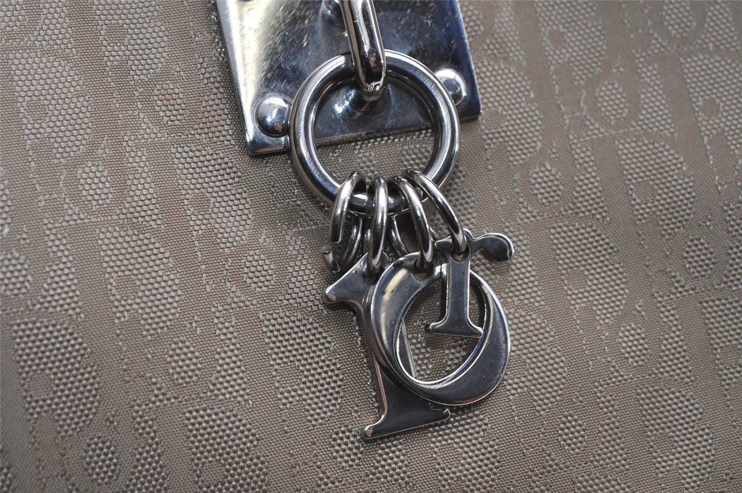 Authentic Christian Dior Trotter Shoulder Hand Bag Nylon Leather Beige CD 6343I