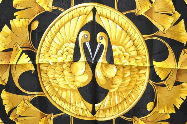 Authentic HERMES Carre 90 Scarf "PRINCES DU SOLEIL LEVANT" Silk Black PB 6344D