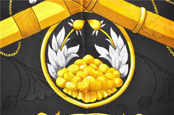 Authentic HERMES Carre 90 Scarf "PRINCES DU SOLEIL LEVANT" Silk Black PB 6344D