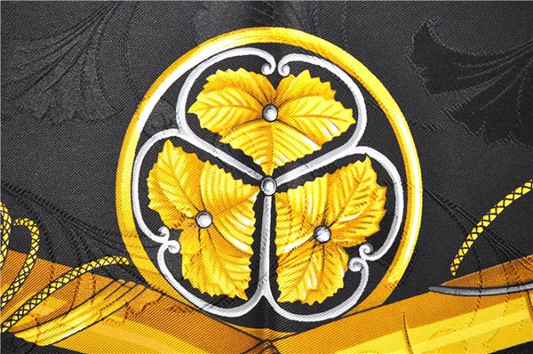 Authentic HERMES Carre 90 Scarf "PRINCES DU SOLEIL LEVANT" Silk Black PB 6344D