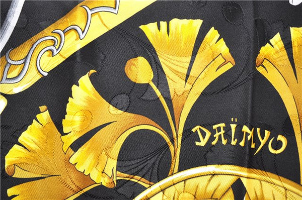 Authentic HERMES Carre 90 Scarf "PRINCES DU SOLEIL LEVANT" Silk Black PB 6344D