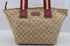 Authentic GUCCI Shoulder Hand Tote Bag GG Canvas Leather 131230 Beige 6347I