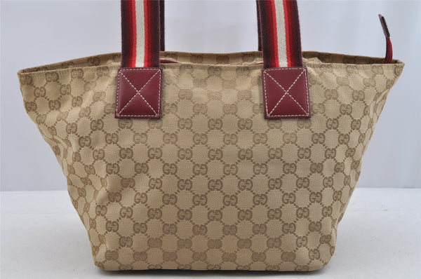 Authentic GUCCI Shoulder Hand Tote Bag GG Canvas Leather 131230 Beige 6347I