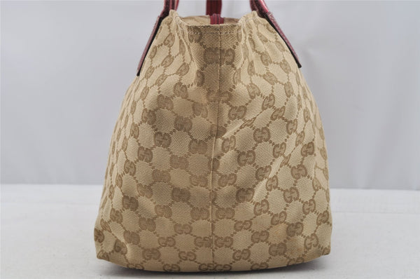 Authentic GUCCI Shoulder Hand Tote Bag GG Canvas Leather 131230 Beige 6347I