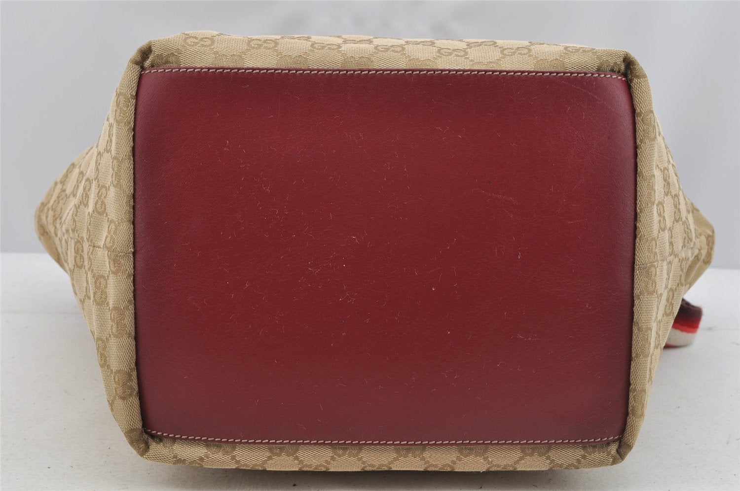 Authentic GUCCI Shoulder Hand Tote Bag GG Canvas Leather 131230 Beige 6347I