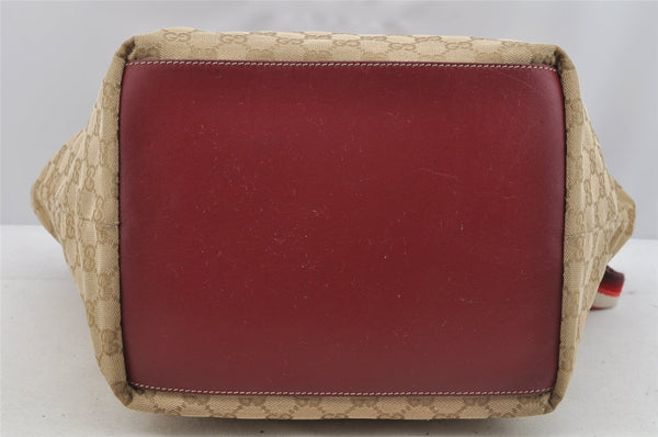 Authentic GUCCI Shoulder Hand Tote Bag GG Canvas Leather 131230 Beige 6347I