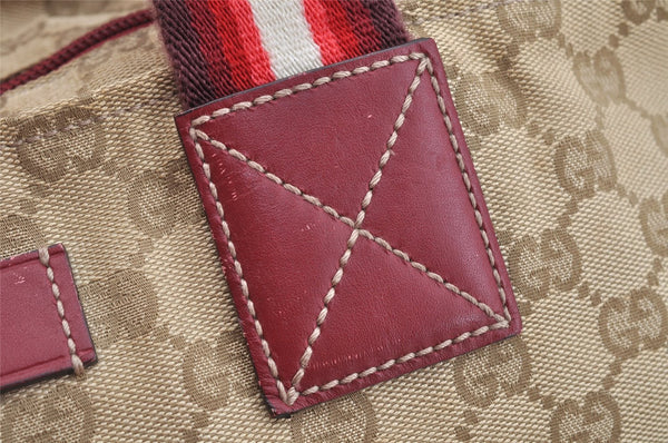 Authentic GUCCI Shoulder Hand Tote Bag GG Canvas Leather 131230 Beige 6347I