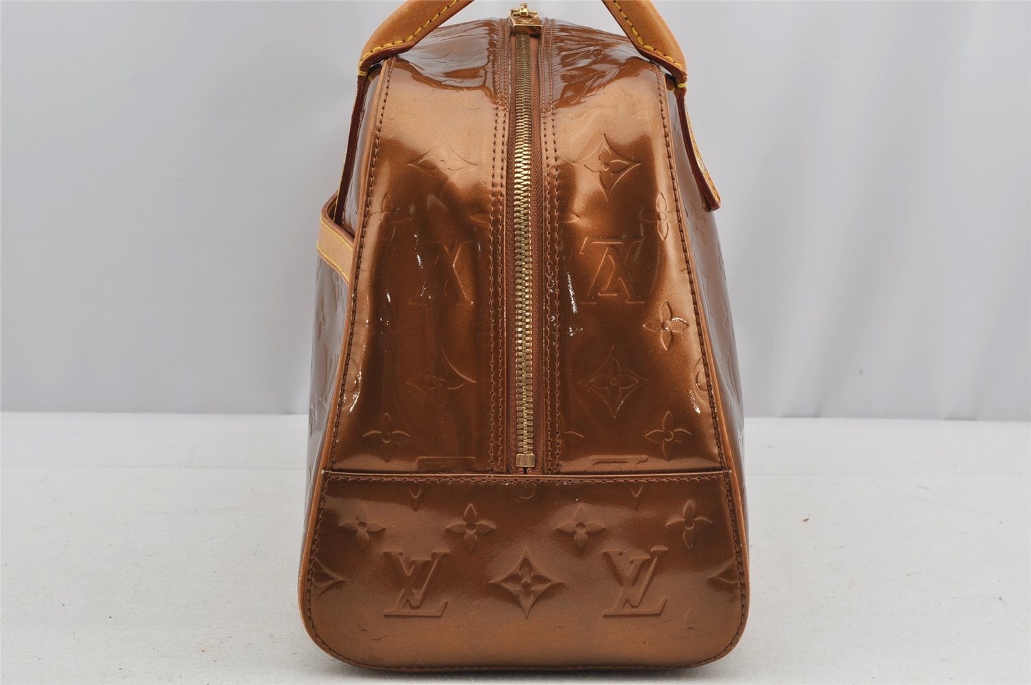 Authentic Louis Vuitton Vernis Tompkins Square Hand Bag Brown M91103 LV 6348I