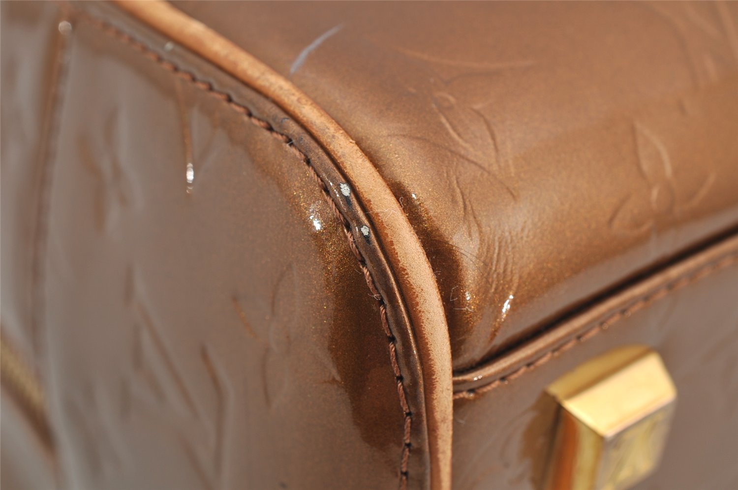 Authentic Louis Vuitton Vernis Tompkins Square Hand Bag Brown M91103 LV 6348I