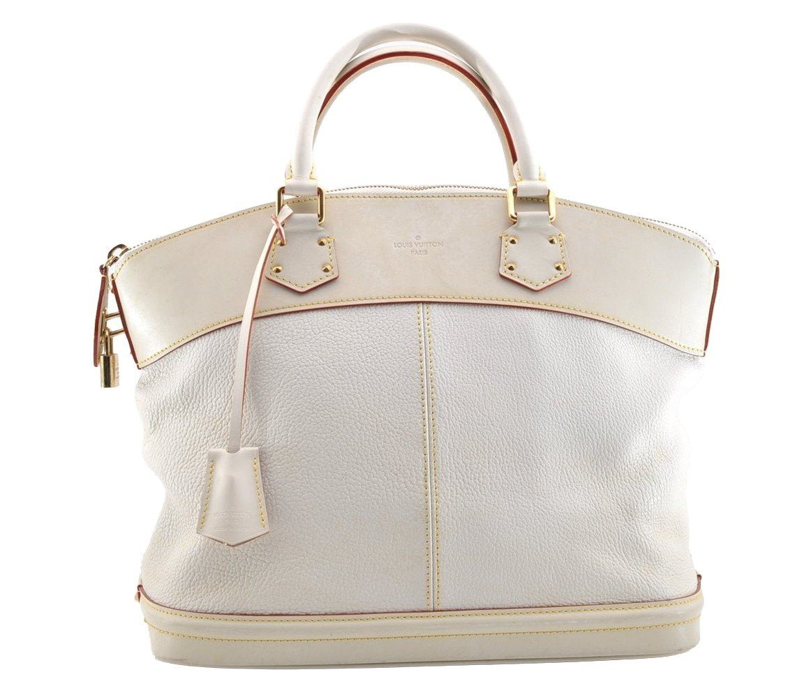 Authentic Louis Vuitton Suhali Lockit MM Hand Bag White M91874 LV 6349I