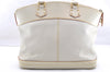 Authentic Louis Vuitton Suhali Lockit MM Hand Bag White M91874 LV 6349I