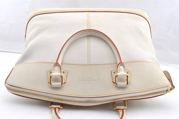 Authentic Louis Vuitton Suhali Lockit MM Hand Bag White M91874 LV 6349I