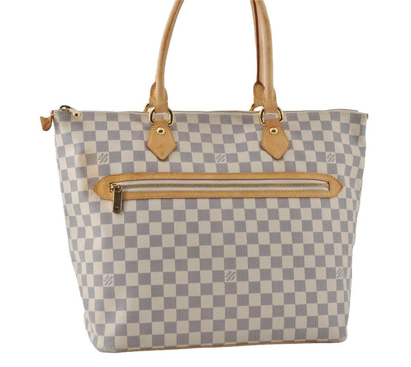 Authentic Louis Vuitton Damier Azur Saleya GM Shoulder Tote Bag N51184 LV 6351I
