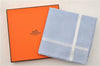 Authentic HERMES Carre 45 Scarf H Logos Pattern Cotton Light Blue Box 6358E
