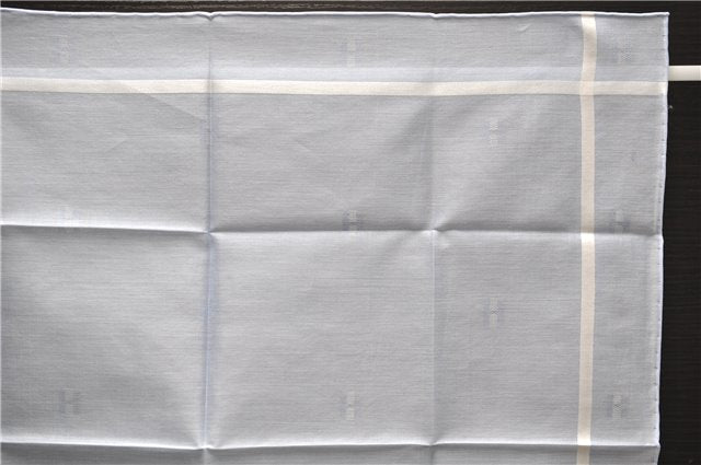 Authentic HERMES Carre 45 Scarf H Logos Pattern Cotton Light Blue Box 6358E