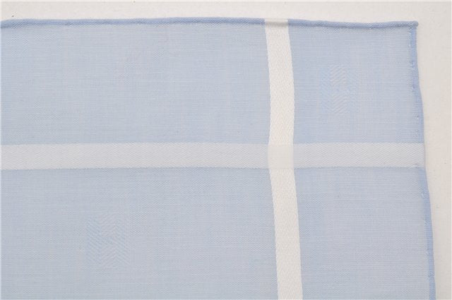 Authentic HERMES Carre 45 Scarf H Logos Pattern Cotton Light Blue Box 6358E