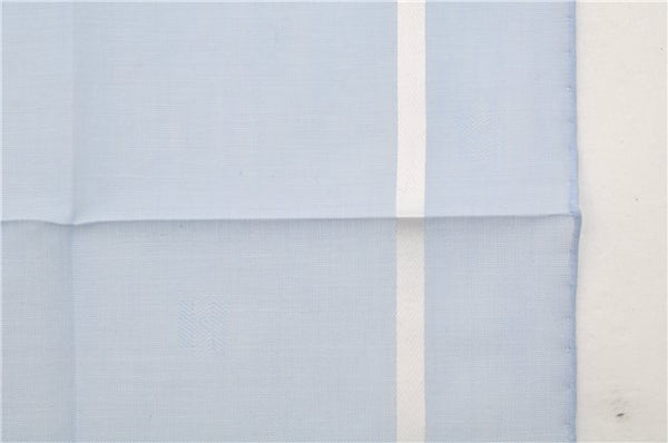 Authentic HERMES Carre 45 Scarf H Logos Pattern Cotton Light Blue Box 6358E