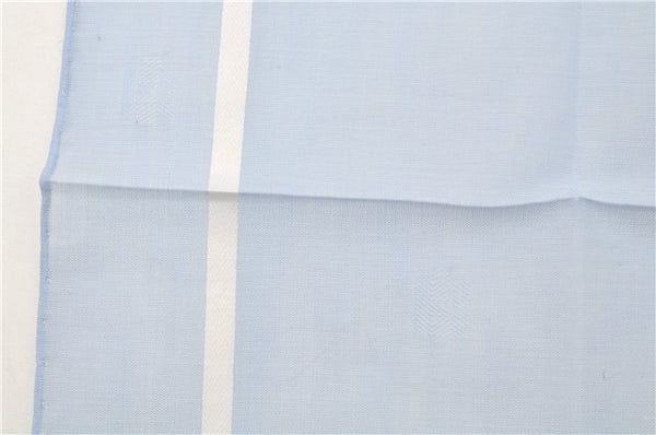Authentic HERMES Carre 45 Scarf H Logos Pattern Cotton Light Blue Box 6358E