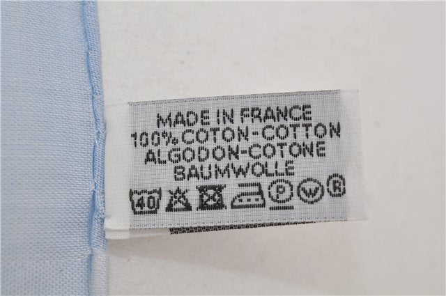Authentic HERMES Carre 45 Scarf H Logos Pattern Cotton Light Blue Box 6358E