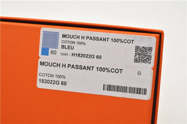 Authentic HERMES Carre 45 Scarf H Logos Pattern Cotton Light Blue Box 6358E