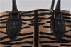 Authentic FENDI Shoulder Tote Bag Unborn Calf Leather Brown Black  6360C