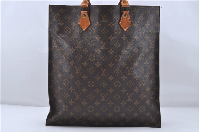 Authentic Louis Vuitton Monogram Sac Plat Hand Bag M51140 LV 6363D