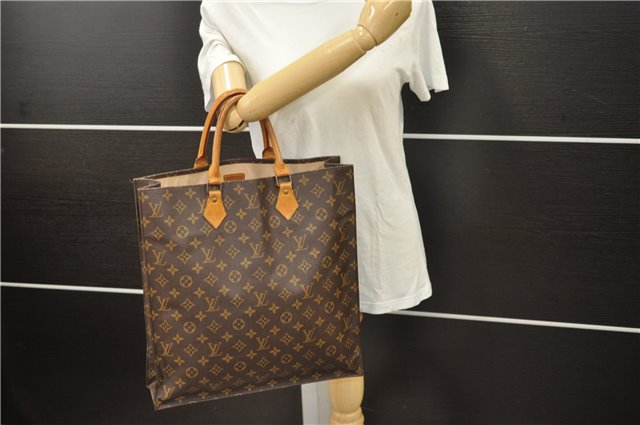 Authentic Louis Vuitton Monogram Sac Plat Hand Bag M51140 LV 6363D