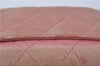 Authentic CHANEL Lamb Skin Matelasse CC Logo Coin Purse Pink 6364C