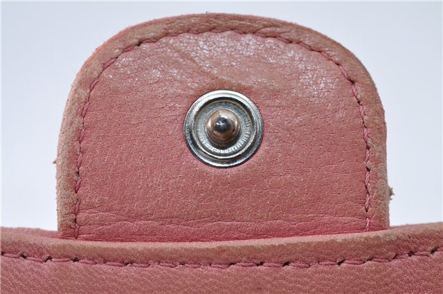 Authentic CHANEL Lamb Skin Matelasse CC Logo Coin Purse Pink 6364C