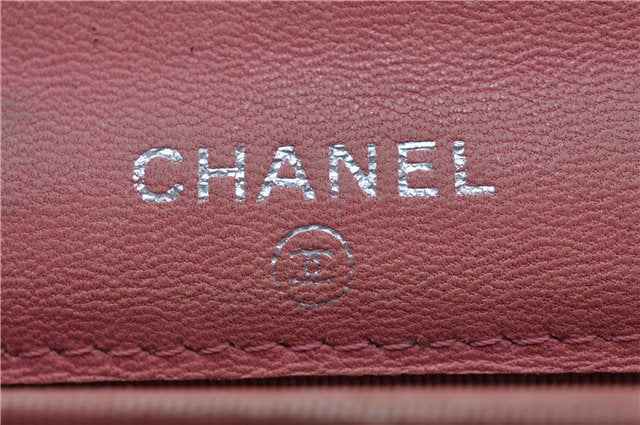 Authentic CHANEL Lamb Skin Matelasse CC Logo Coin Purse Pink 6364C