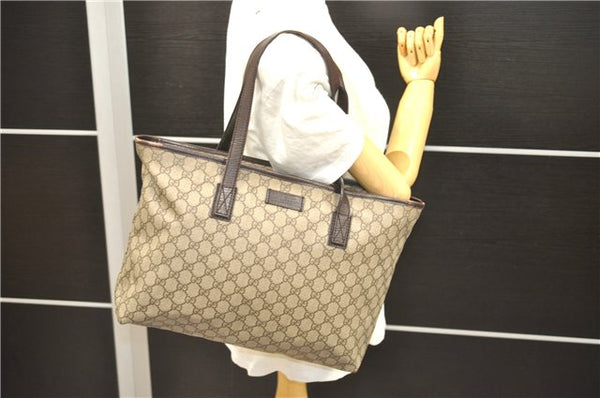 Authentic GUCCI Shoulder Tote Bag GG PVC Leather 181084 Brown 6364D