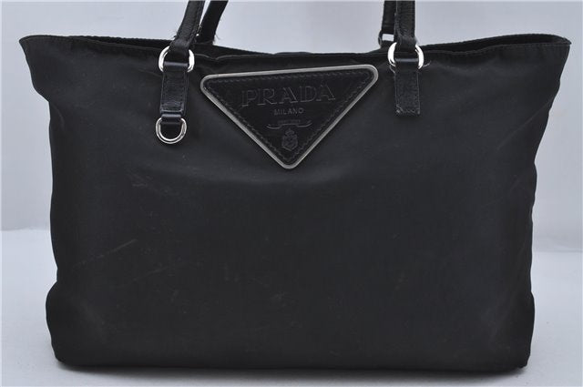 Authentic PRADA Nylon Leather Shoulder Tote Bag Black 6368D