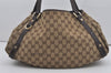 Authentic GUCCI Abbey Shoulder Tote Bag GG Canvas Leather 130736 Brown 6368I
