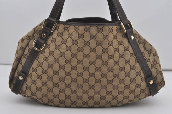 Authentic GUCCI Abbey Shoulder Tote Bag GG Canvas Leather 130736 Brown 6368I