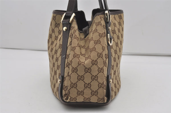 Authentic GUCCI Abbey Shoulder Tote Bag GG Canvas Leather 130736 Brown 6368I