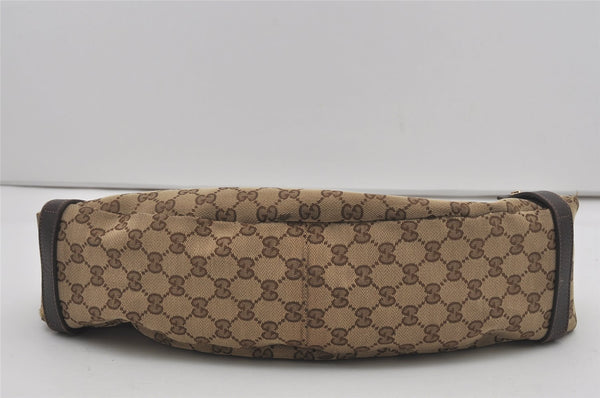Authentic GUCCI Abbey Shoulder Tote Bag GG Canvas Leather 130736 Brown 6368I