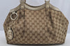 Authentic GUCCI Sukey Shoulder Tote Bag GG Canvas Leather 211944 Brown 6370I