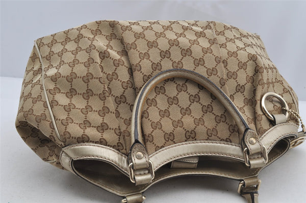 Authentic GUCCI Sukey Shoulder Tote Bag GG Canvas Leather 211944 Brown 6370I