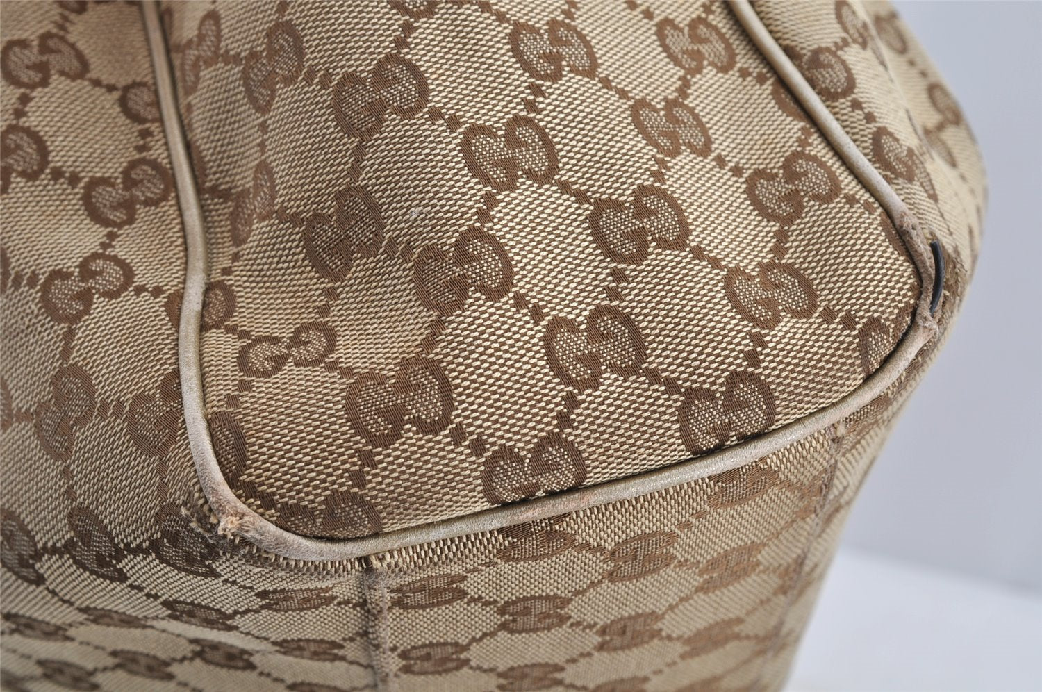 Authentic GUCCI Sukey Shoulder Tote Bag GG Canvas Leather 211944 Brown 6370I