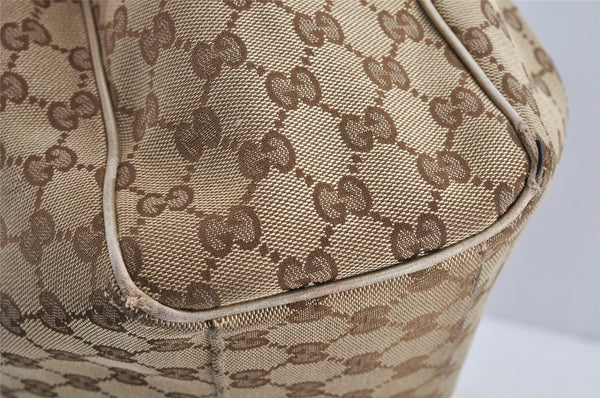 Authentic GUCCI Sukey Shoulder Tote Bag GG Canvas Leather 211944 Brown 6370I